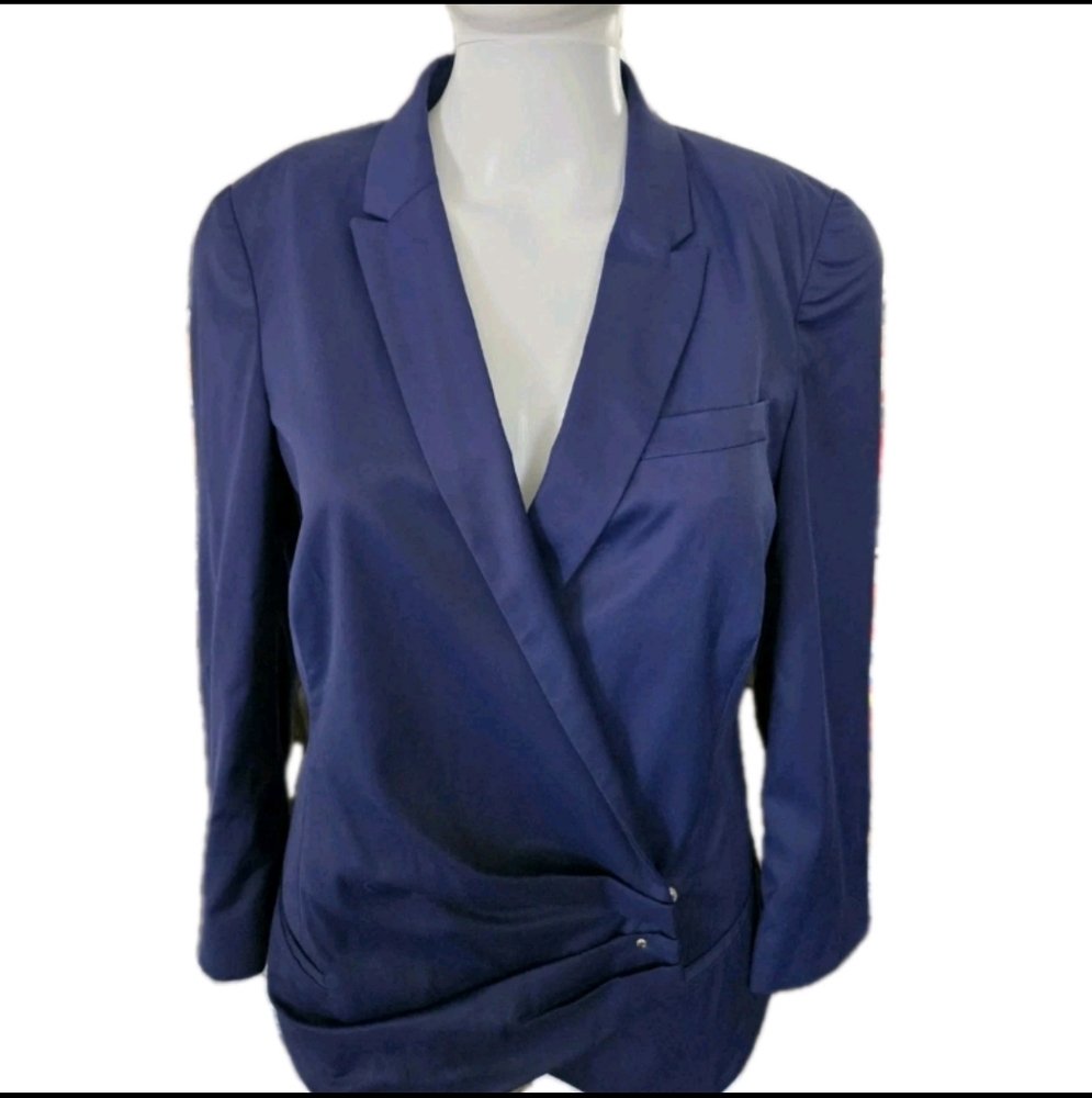 Alexander McQueen Lined S1998 Navy Blue Asymmetrical Blazer/Jacket Womens Sz 44